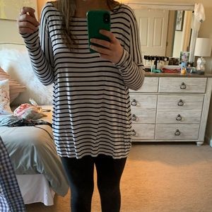 Black/White Stripe Piko Top - M